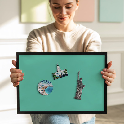 Magnetic board with black frame Mint color