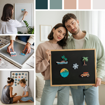 Magnetic board with black frame Mint color