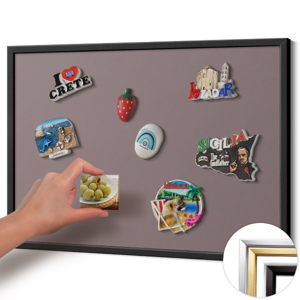 Magnetic board with black frame Light brown color