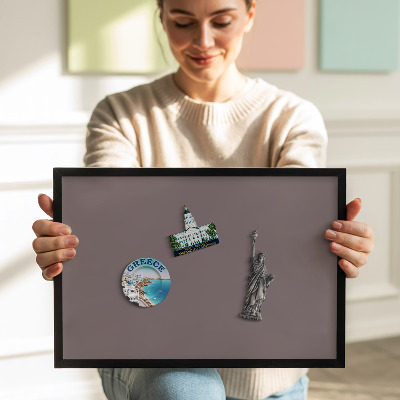 Magnetic board with black frame Light brown color