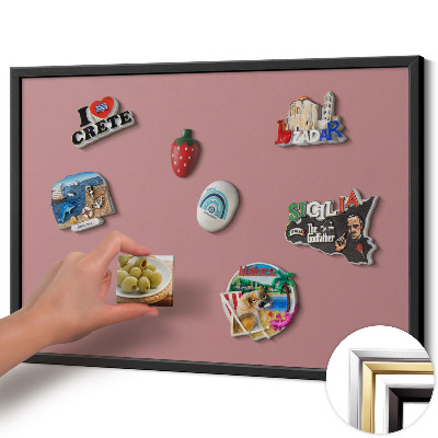 Magnetic board with black frame Pastel pink color