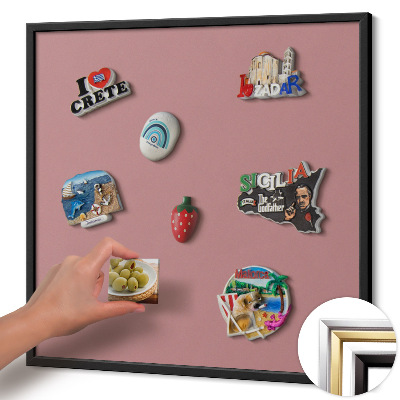 Magnetic board with black frame Pastel pink color
