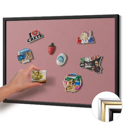 Magnetic board with black frame Pastel pink color