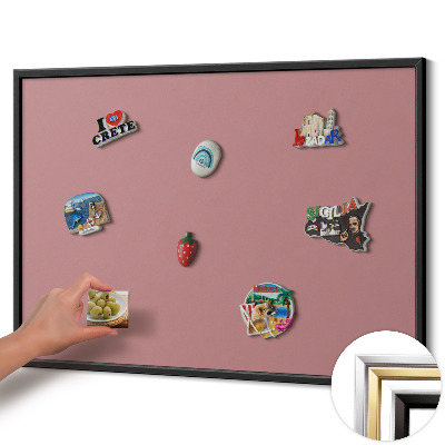 Magnetic board with black frame Pastel pink color