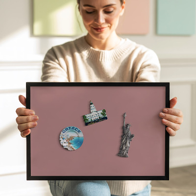 Magnetic board with black frame Pastel pink color