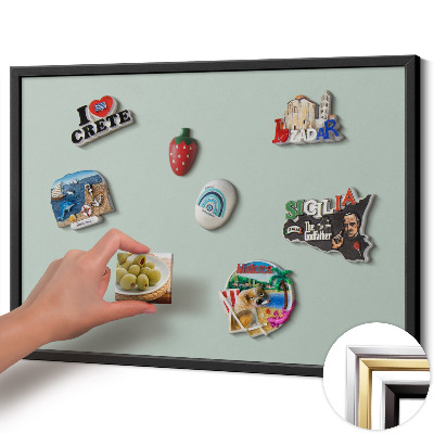 Magnetic board with black frame Aquamarine color