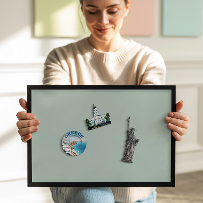 Magnetic board with black frame Aquamarine color