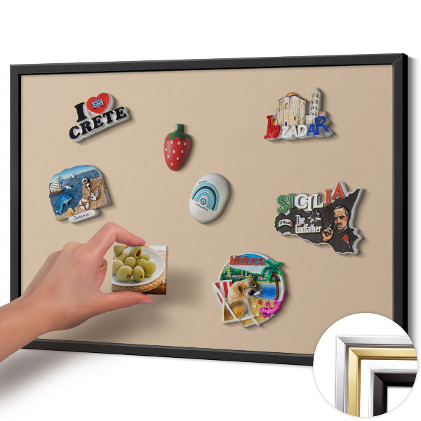 Magnetic board with black frame Beige color