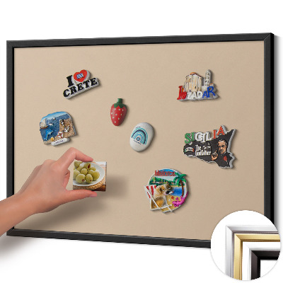 Magnetic board with black frame Beige color