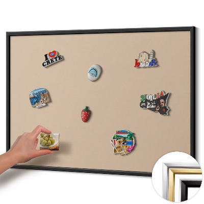Magnetic board with black frame Beige color