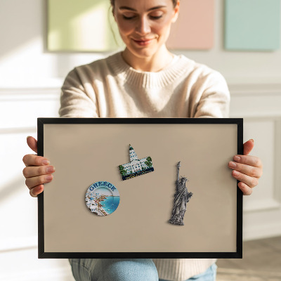 Magnetic board with black frame Beige color