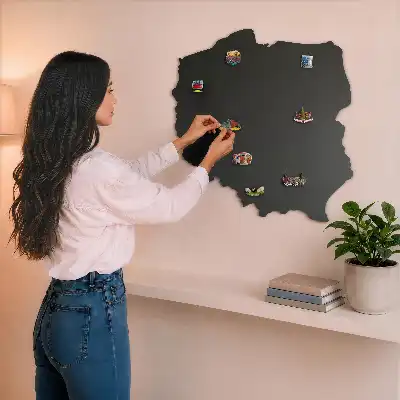 Map of Poland metal magnet board