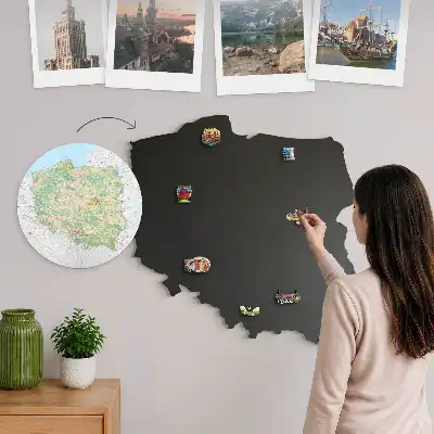 Map of Poland metal magnet board
