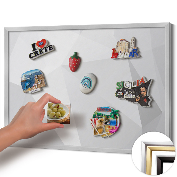 Magnetic board with silver frame Geometric 3D background