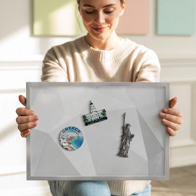 Magnetic board with silver frame Geometric 3D background