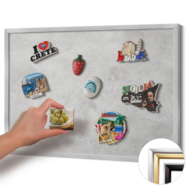 Magnetic board with silver frame Concrete wall texture
