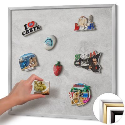 Magnetic board with silver frame Concrete wall texture