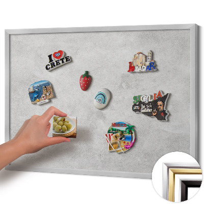 Magnetic board with silver frame Concrete wall texture