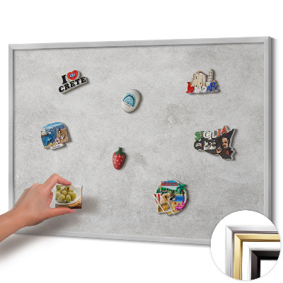 Magnetic board with silver frame Concrete wall texture