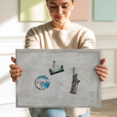 Magnetic board with silver frame Concrete wall texture