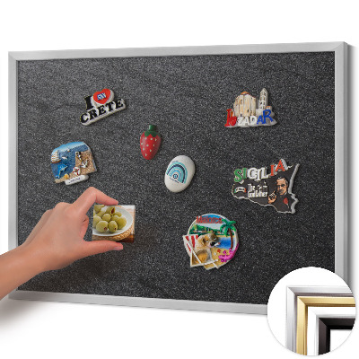 Magnetic board with silver frame Stone wall texture