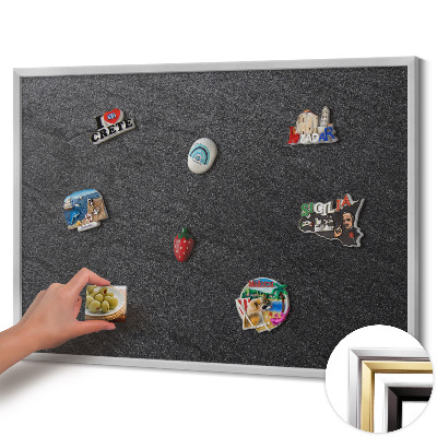 Magnetic board with silver frame Stone wall texture