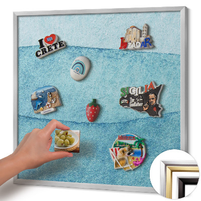 Magnetic board with silver frame Watercolor blue waves