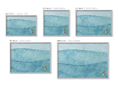 Magnetic board with silver frame Watercolor blue waves