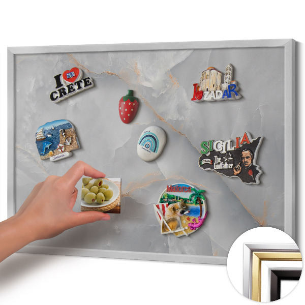Magnetic board with silver frame Elegant decorative marble