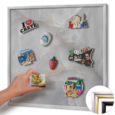 Magnetic board with silver frame Elegant decorative marble