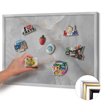 Magnetic board with silver frame Elegant decorative marble