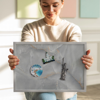 Magnetic board with silver frame Elegant decorative marble