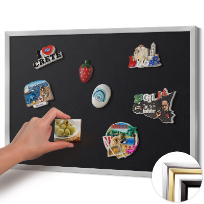 Magnetic board with silver frame Black color