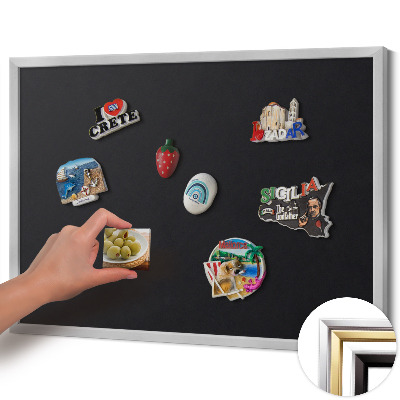 Magnetic board with silver frame Black color