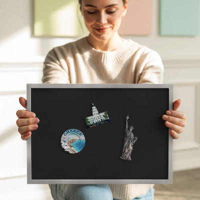 Magnetic board with silver frame Black color