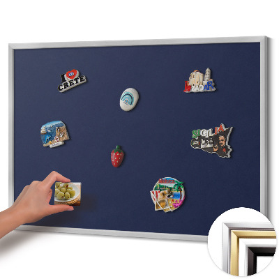 Magnetic board with silver frame Dark navy blue color