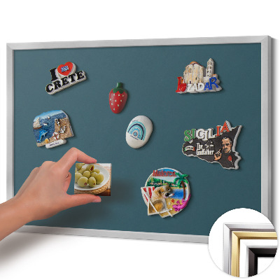 Magnetic board with silver frame Dark sea color