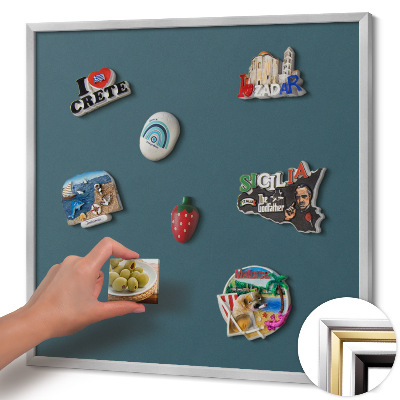 Magnetic board with silver frame Dark sea color