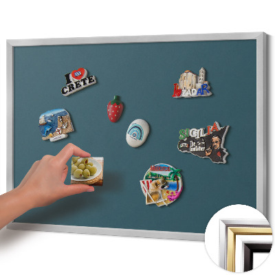 Magnetic board with silver frame Dark sea color
