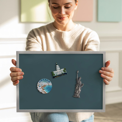 Magnetic board with silver frame Dark sea color