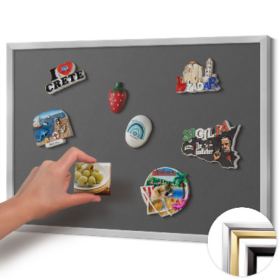 Magnetic board with silver frame Dark gray color