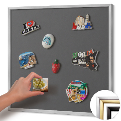 Magnetic board with silver frame Dark gray color