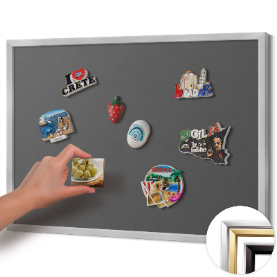 Magnetic board with silver frame Dark gray color