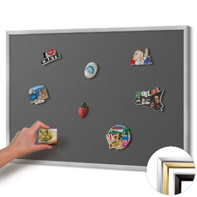 Magnetic board with silver frame Dark gray color