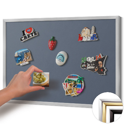 Magnetic board with silver frame Cool gray color