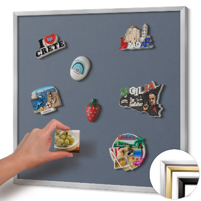 Magnetic board with silver frame Cool gray color