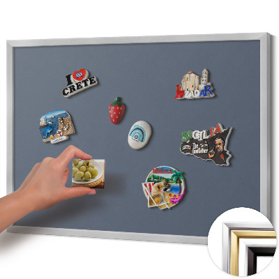 Magnetic board with silver frame Cool gray color