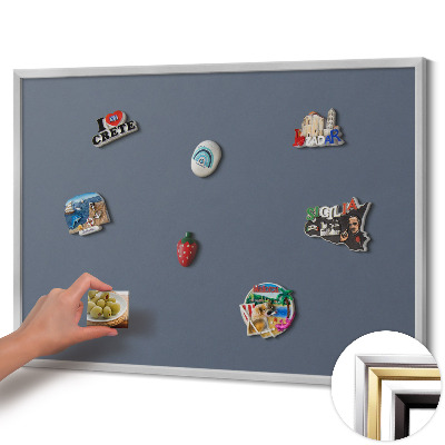 Magnetic board with silver frame Cool gray color