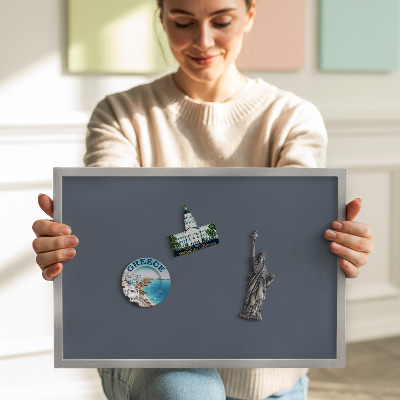 Magnetic board with silver frame Cool gray color