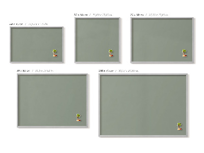 Magnetic board with silver frame Light olive color